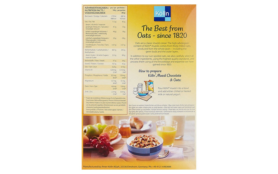 Kolln Muesli Chocolate & Oats Schoko   Box  375 grams